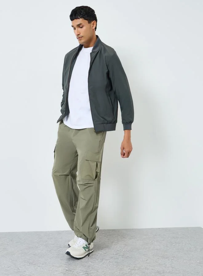 Styli Men Oversized Fit Solid Bomber Jacket